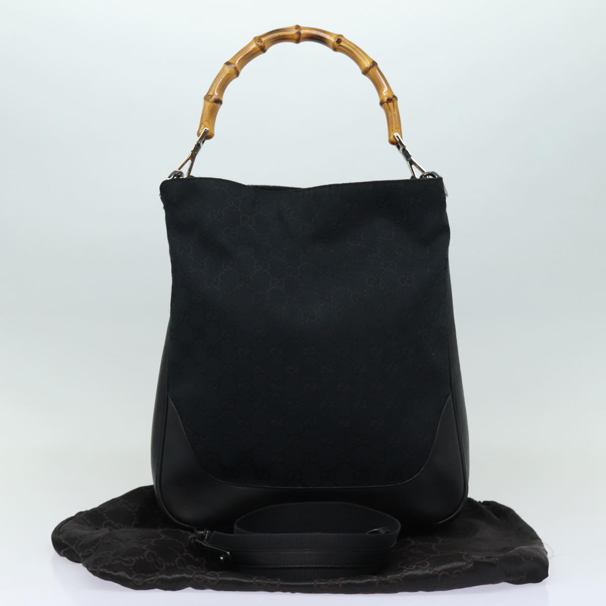 GUCCI Bamboo GG Canvas Hand Bag Black 001 4058 1705 yk14057