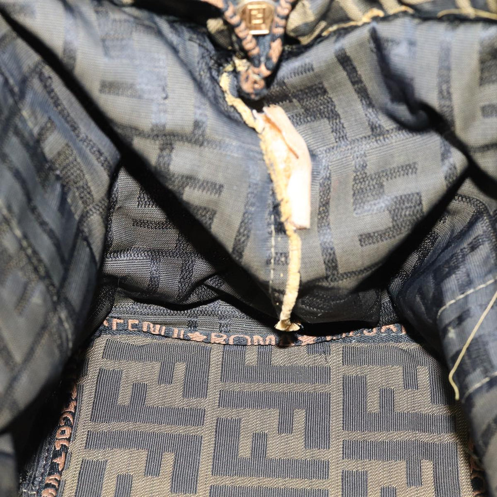 FENDI Zucca Canvas Hand Bag Brown Black yk14062