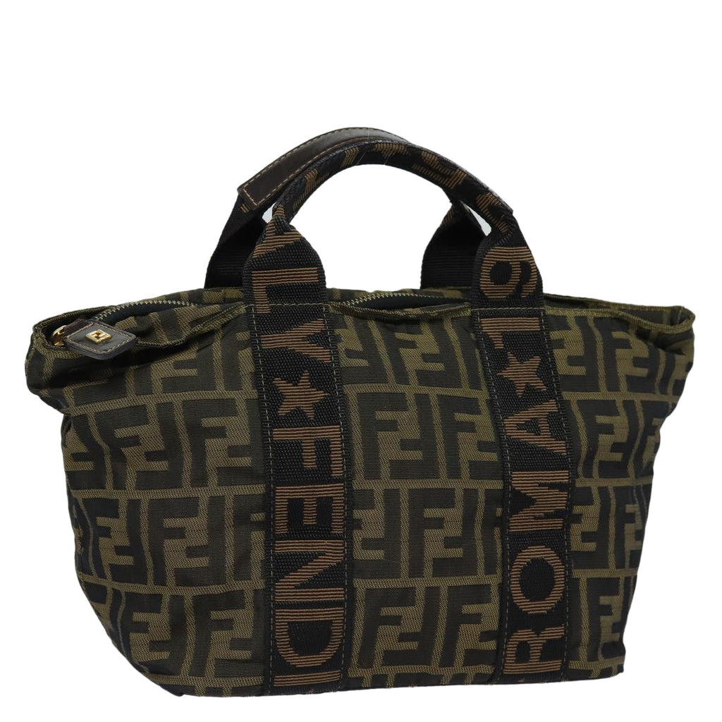 FENDI Zucca Canvas Hand Bag Brown Black yk14062