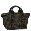 FENDI Zucca Canvas Hand Bag Brown Black yk14062