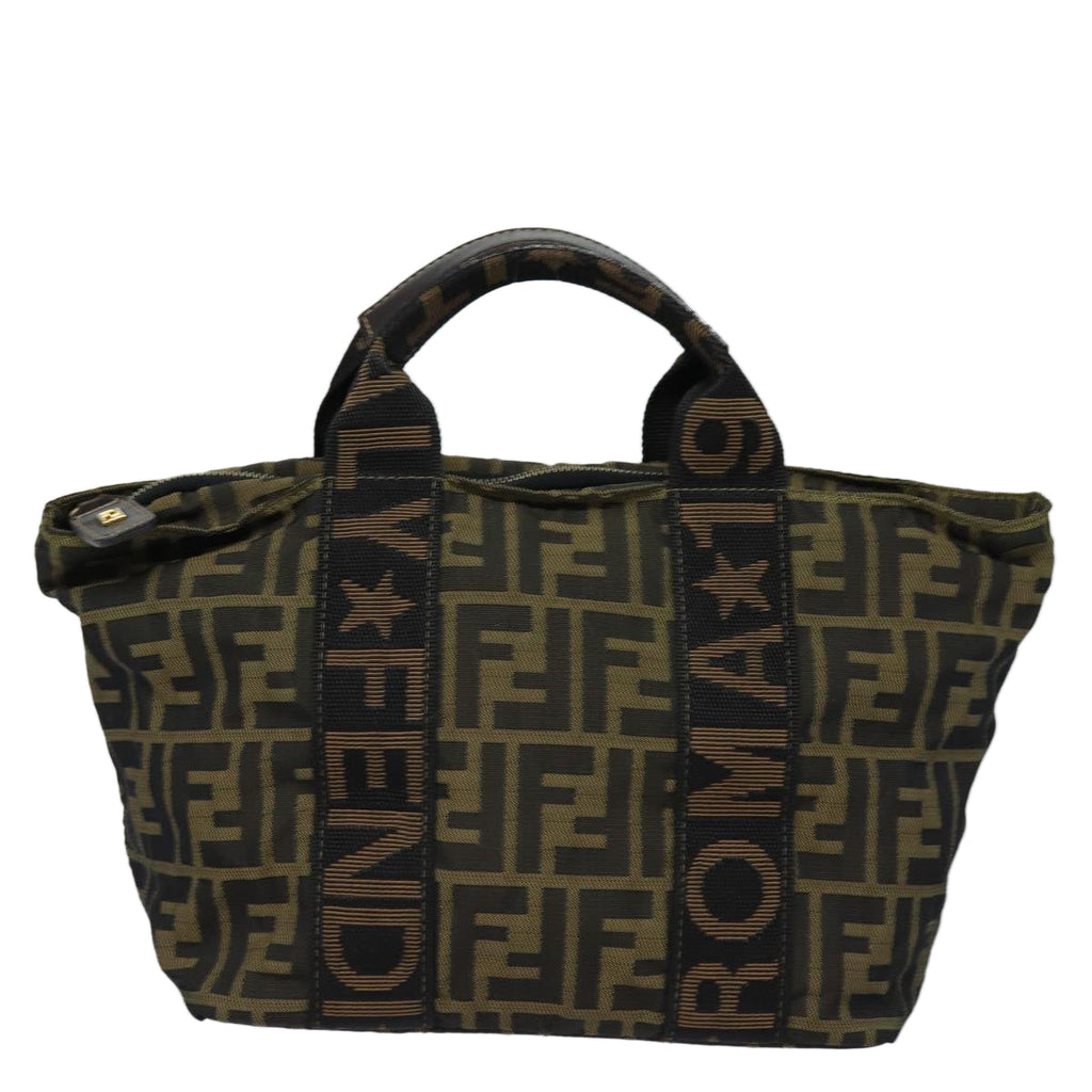FENDI Zucca Canvas Hand Bag Brown Black yk14062