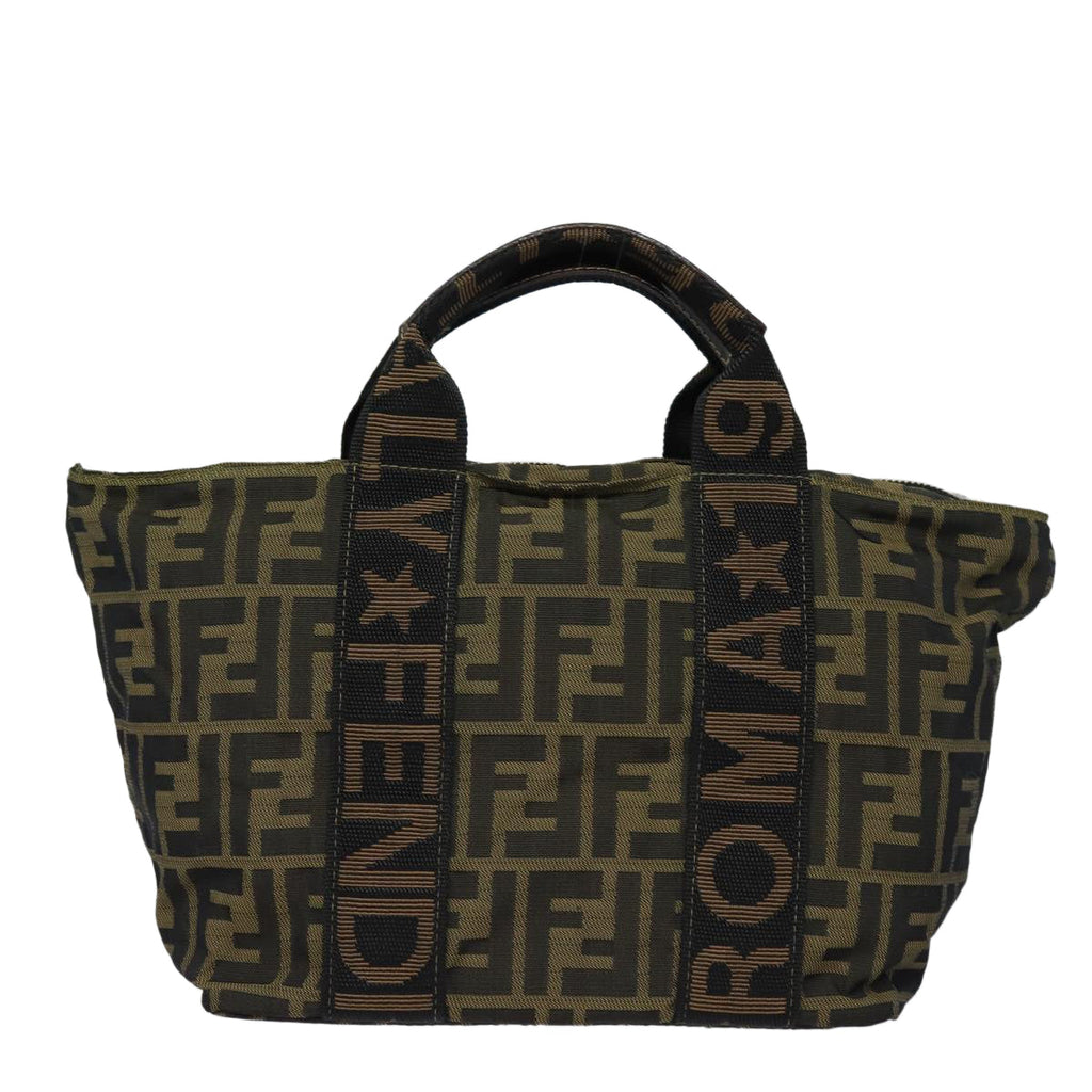 FENDI Zucca Canvas Hand Bag Brown Black yk14062