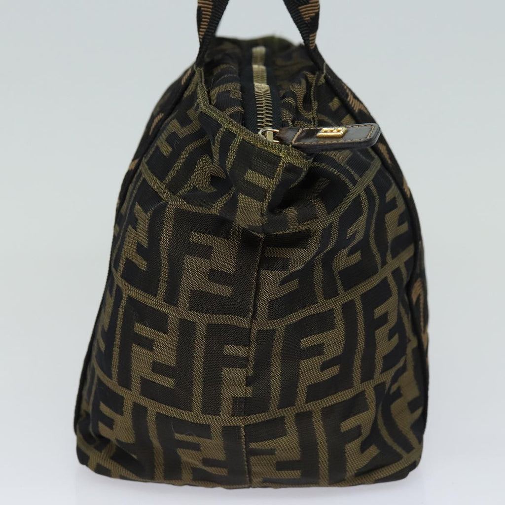 FENDI Zucca Canvas Hand Bag Brown Black yk14062