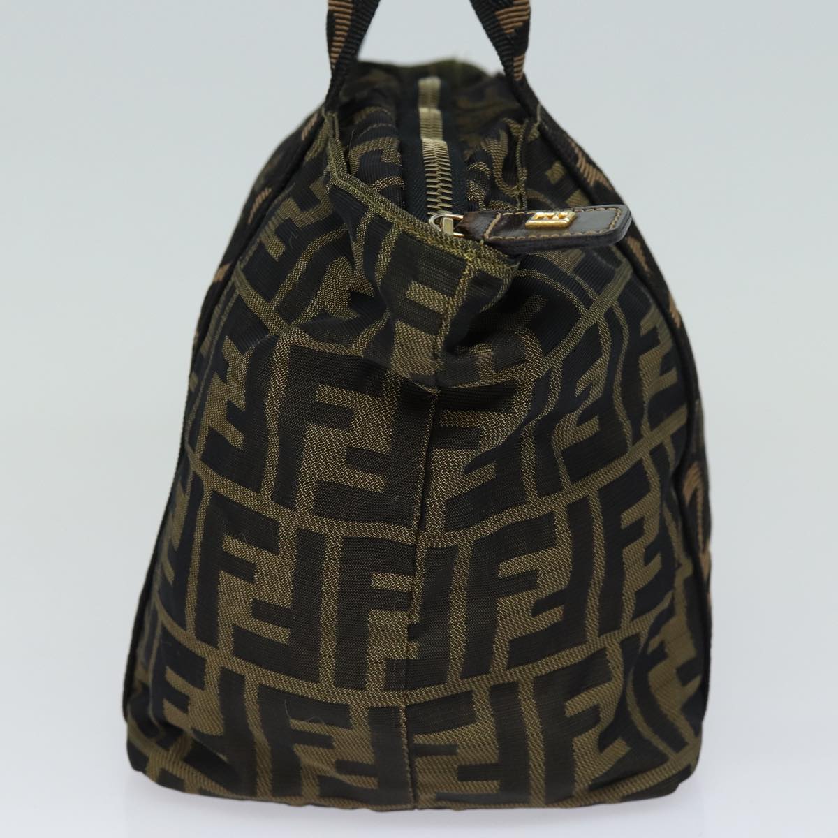 FENDI Zucca Canvas Hand Bag Brown Black yk14062
