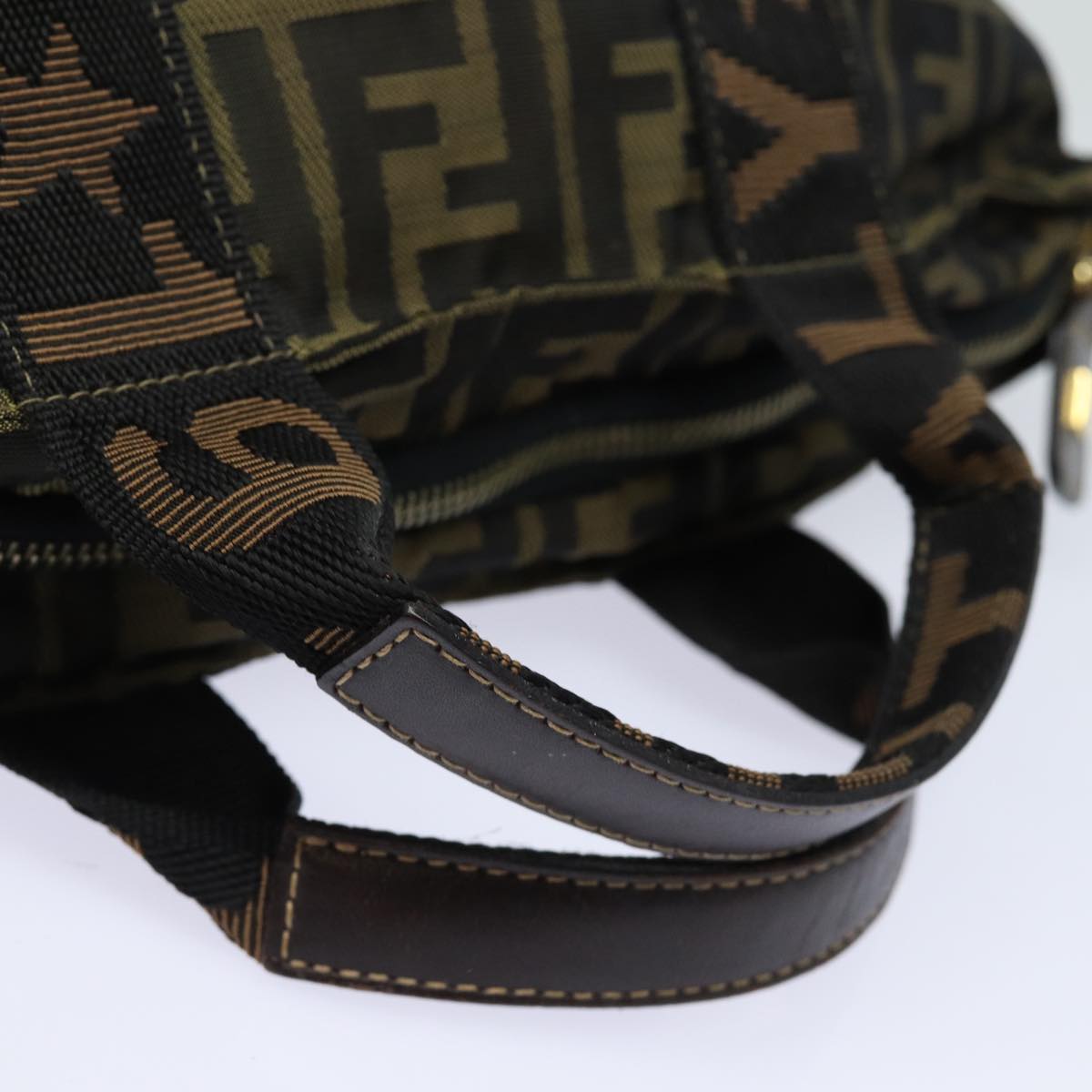 FENDI Zucca Canvas Hand Bag Brown Black yk14062