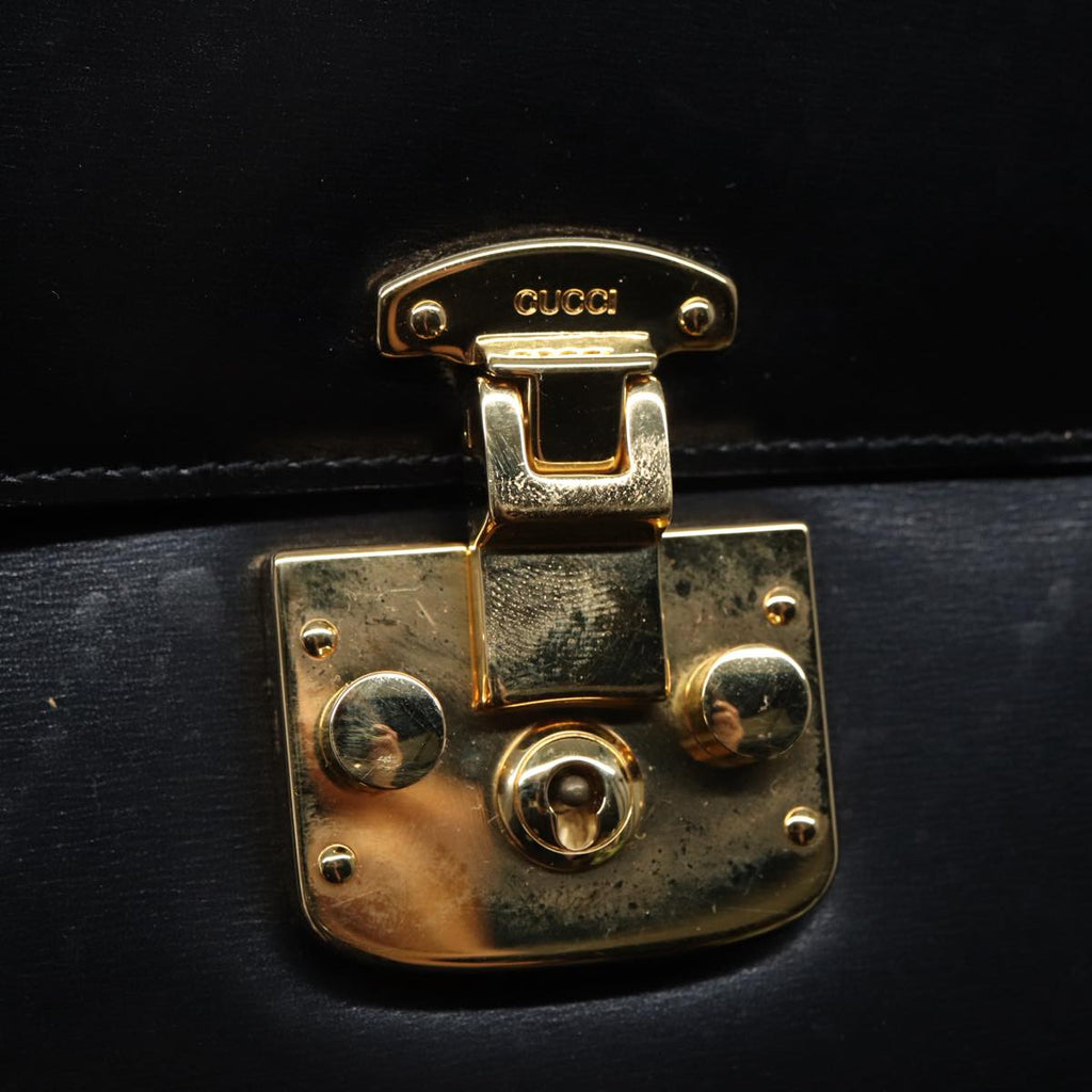 GUCCI Ready lock Hand Bag Leather 2way Black 000 26 0258 yk14070