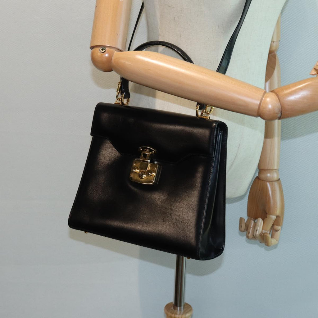 GUCCI Ready lock Hand Bag Leather 2way Black 000 26 0258 yk14070