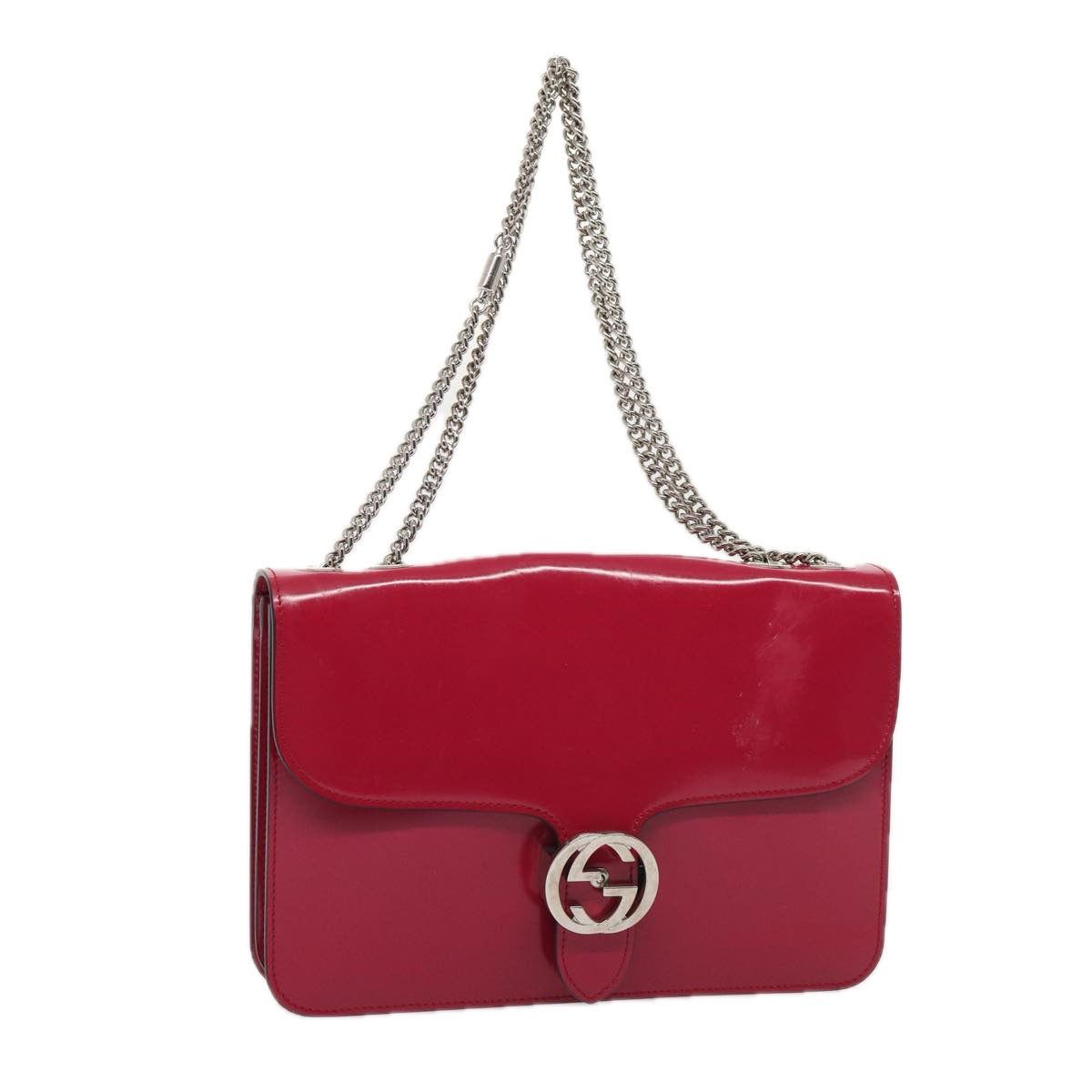 GUCCI Interlocking Chain Shoulder Bag Enamel Pink 387606 yk14089