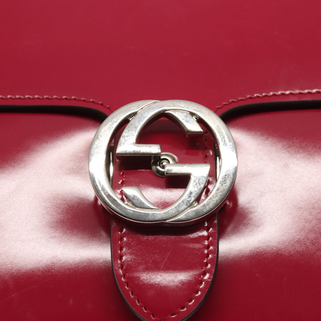 GUCCI Interlocking Chain Shoulder Bag Enamel Pink 387606 yk14089