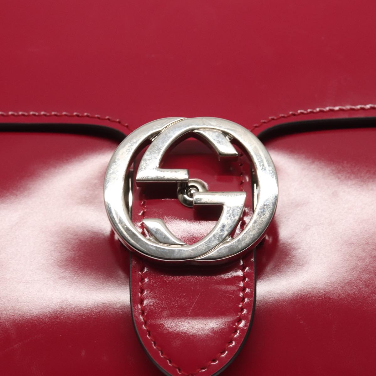 GUCCI Interlocking Chain Shoulder Bag Enamel Pink 387606 yk14089