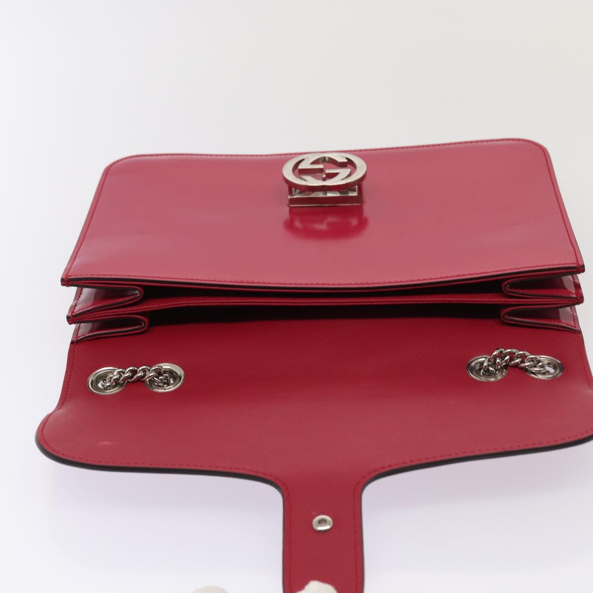 GUCCI Interlocking Chain Shoulder Bag Enamel Pink 387606 yk14089
