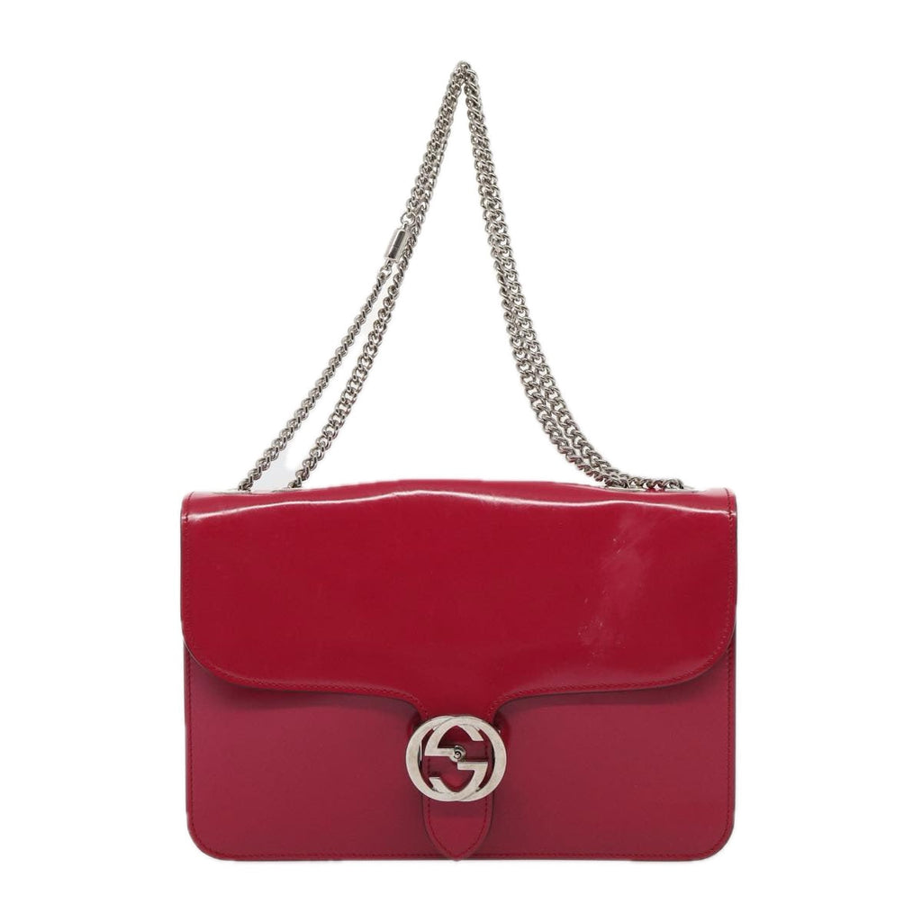 GUCCI Interlocking Chain Shoulder Bag Enamel Pink 387606 yk14089