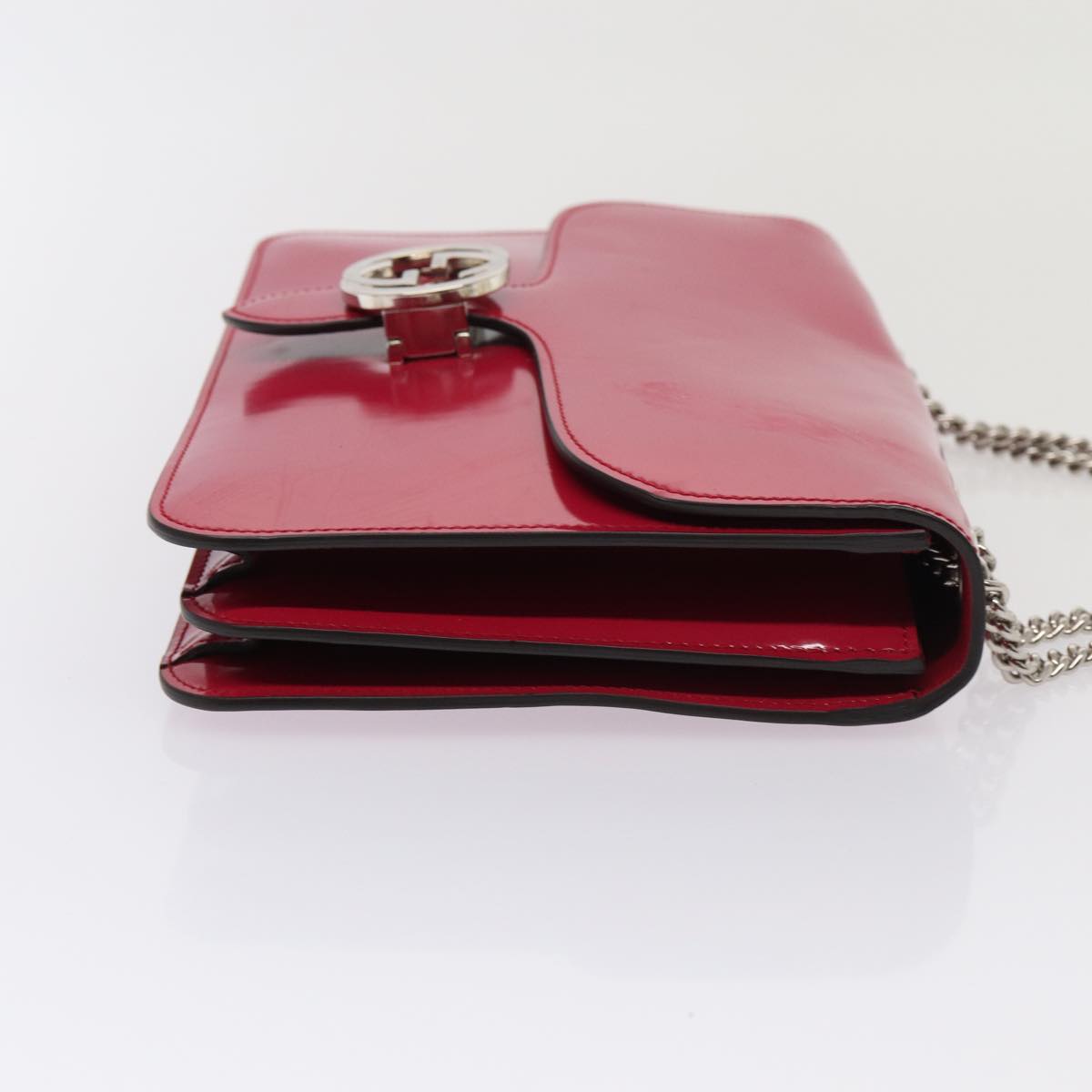 GUCCI Interlocking Chain Shoulder Bag Enamel Pink 387606 yk14089