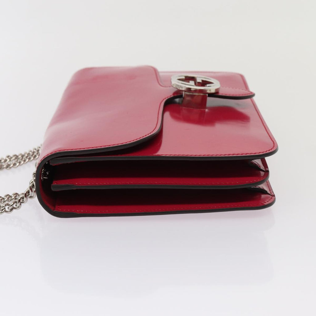 GUCCI Interlocking Chain Shoulder Bag Enamel Pink 387606 yk14089