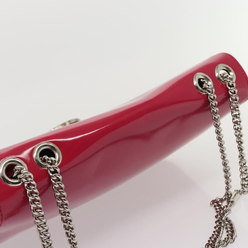 GUCCI Interlocking Chain Shoulder Bag Enamel Pink 387606 yk14089