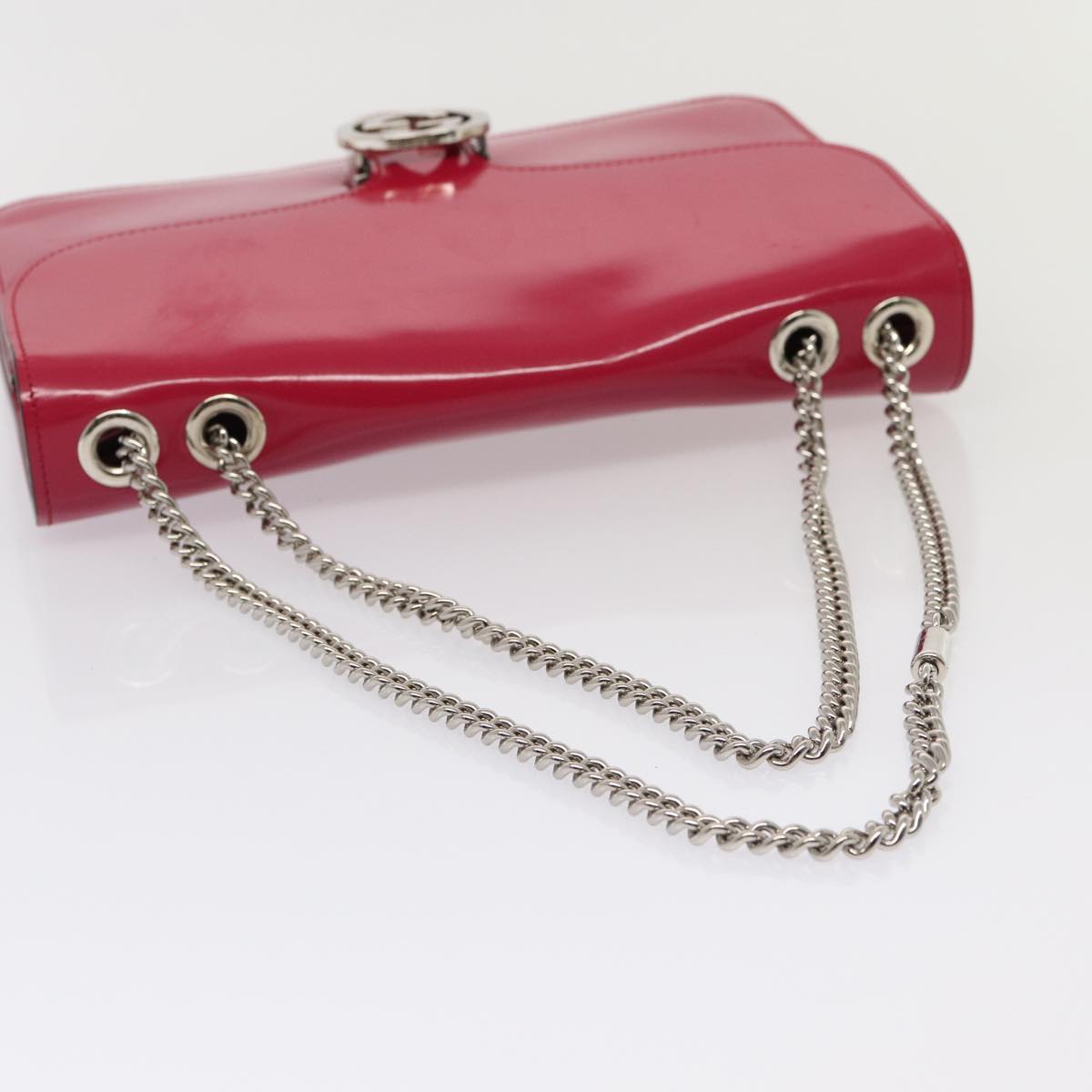 GUCCI Interlocking Chain Shoulder Bag Enamel Pink 387606 yk14089