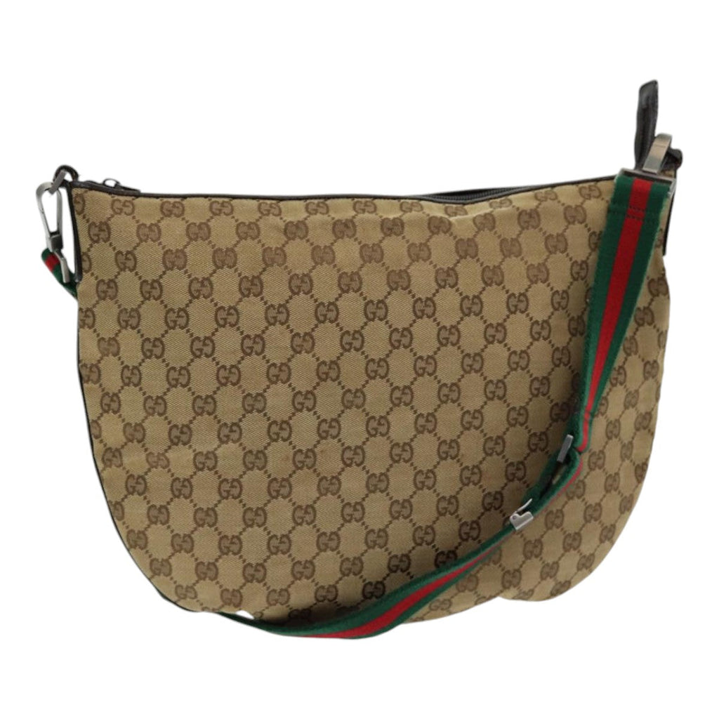 GUCCI GG Canvas Web Sherry Line Shoulder Bag Beige Red Green yk14092