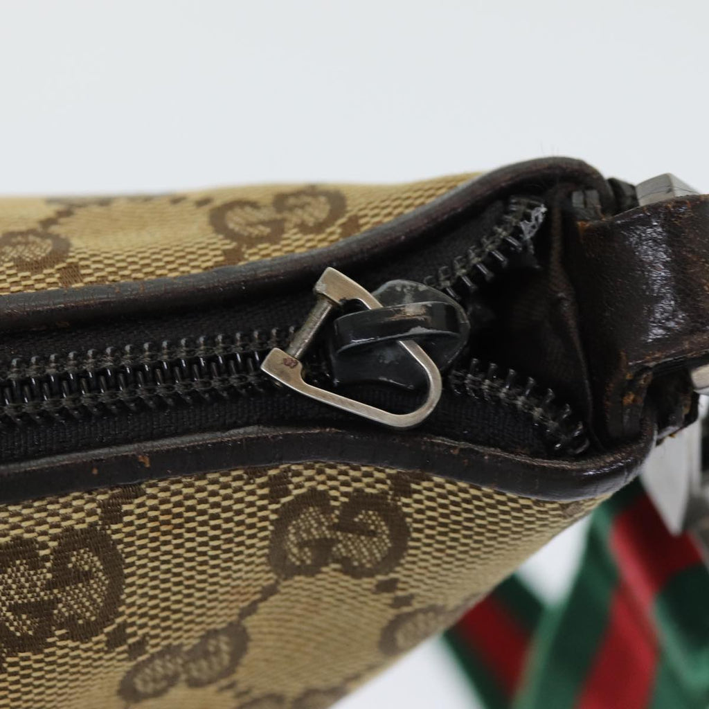 GUCCI GG Canvas Web Sherry Line Shoulder Bag Beige Red Green yk14092