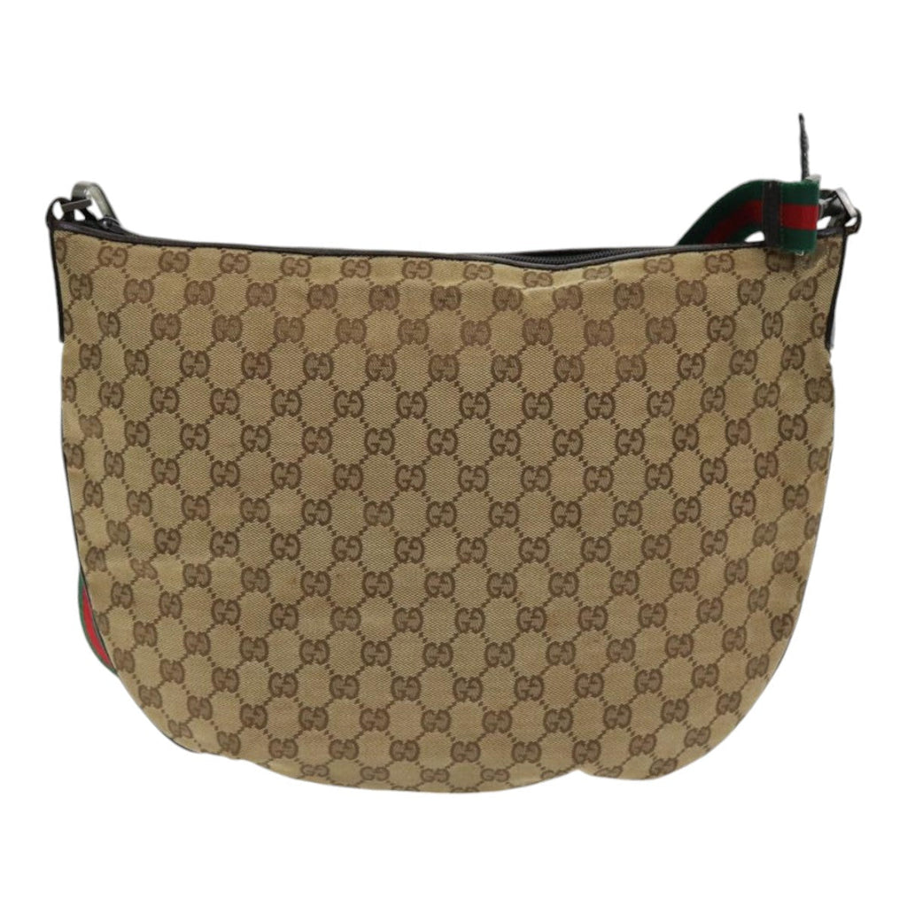 GUCCI GG Canvas Web Sherry Line Shoulder Bag Beige Red Green yk14092