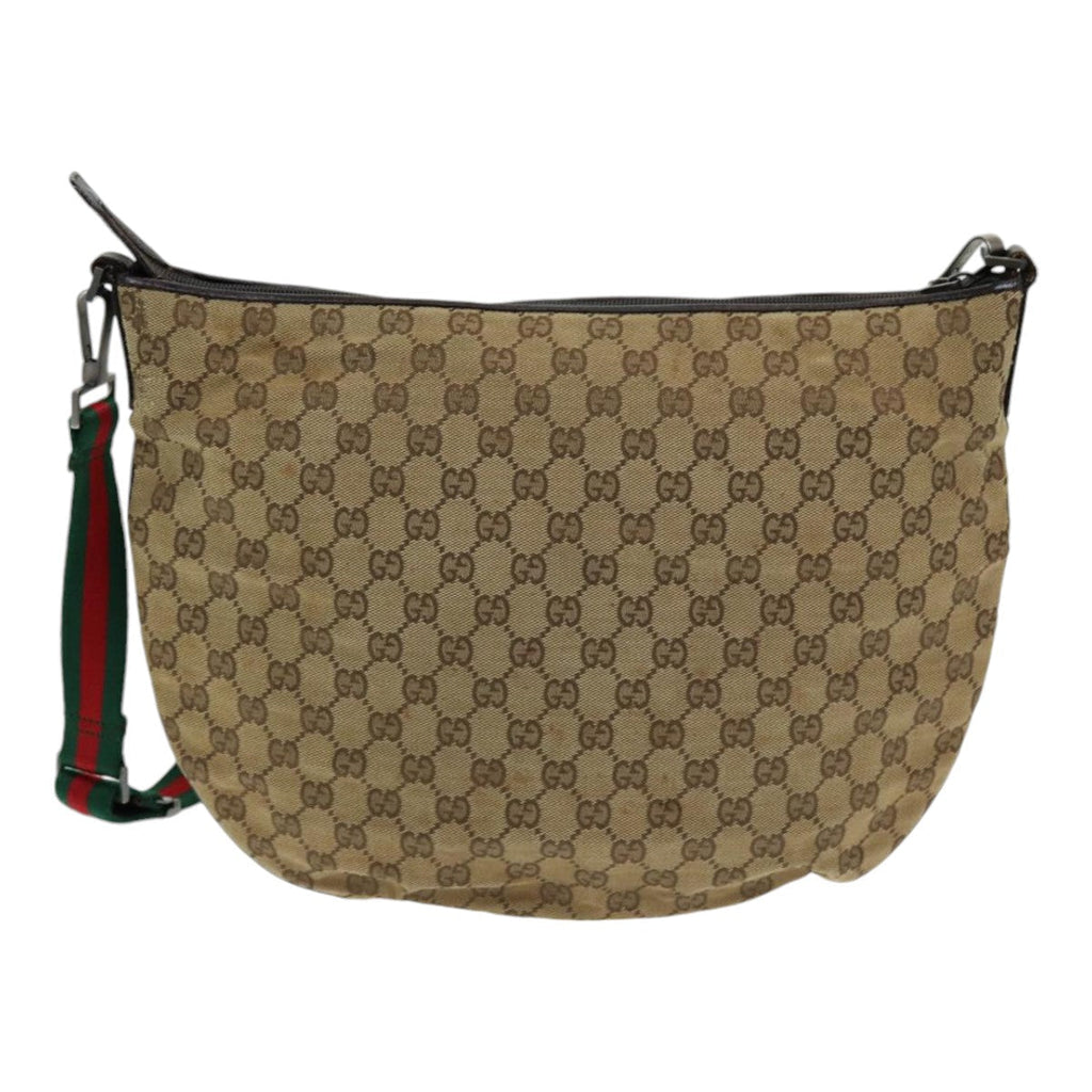 GUCCI GG Canvas Web Sherry Line Shoulder Bag Beige Red Green yk14092