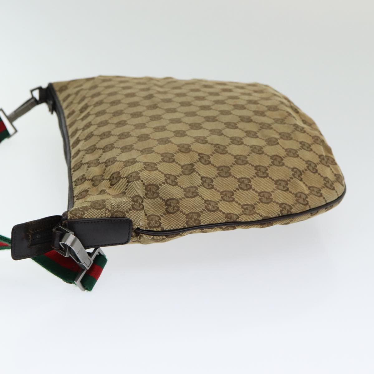 GUCCI GG Canvas Web Sherry Line Shoulder Bag Beige Red Green yk14092