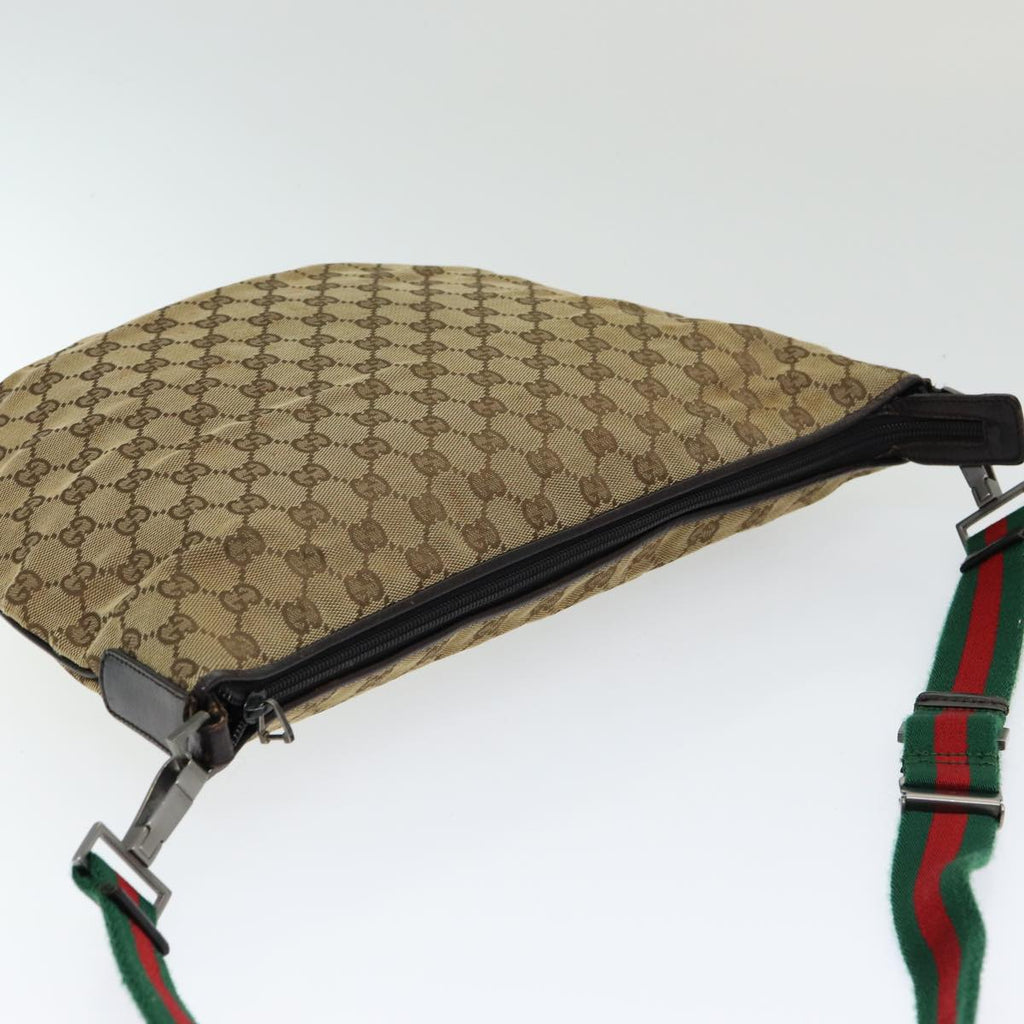 GUCCI GG Canvas Web Sherry Line Shoulder Bag Beige Red Green yk14092