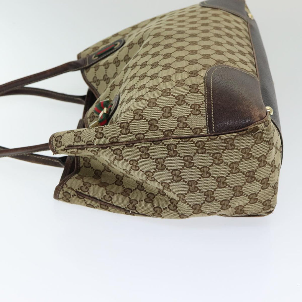 GUCCI GG Canvas Web Sherry Line Tote Bag Beige Red Green 161719 yk14102