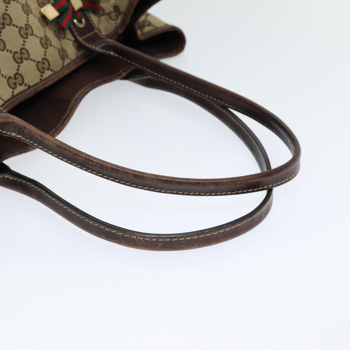 GUCCI GG Canvas Web Sherry Line Tote Bag Beige Red Green 161719 yk14102