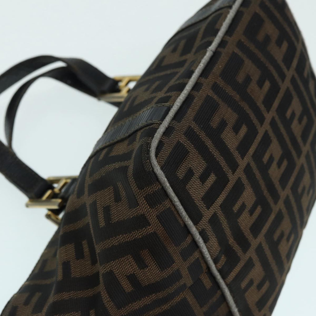 FENDI Zucca Canvas Hand Bag Brown Black yk14115