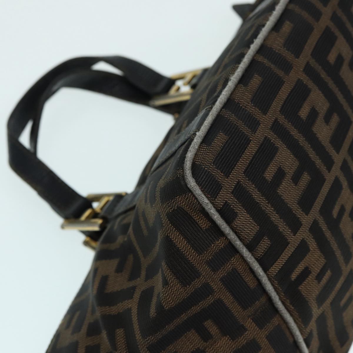 FENDI Zucca Canvas Hand Bag Brown Black yk14115