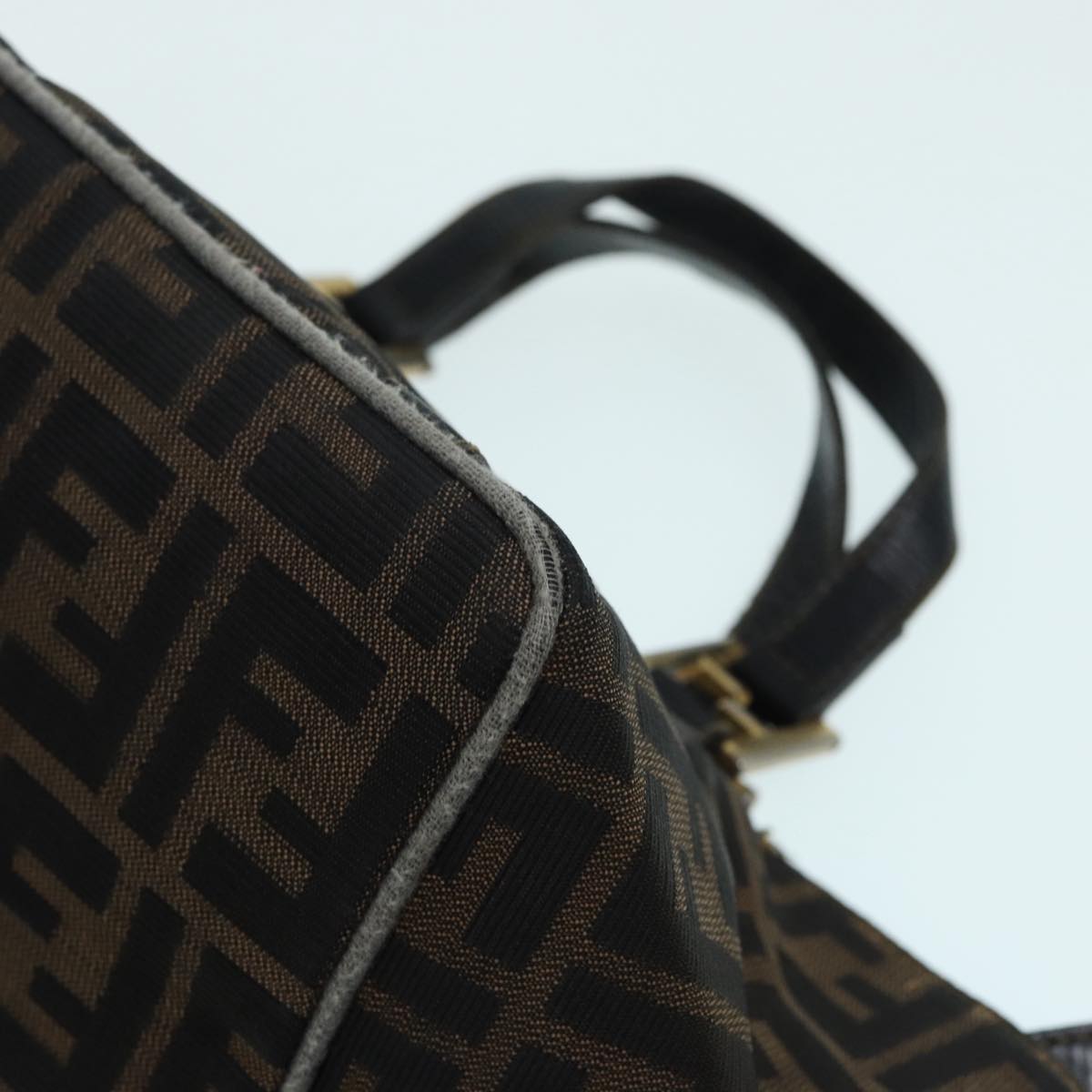 FENDI Zucca Canvas Hand Bag Brown Black yk14115