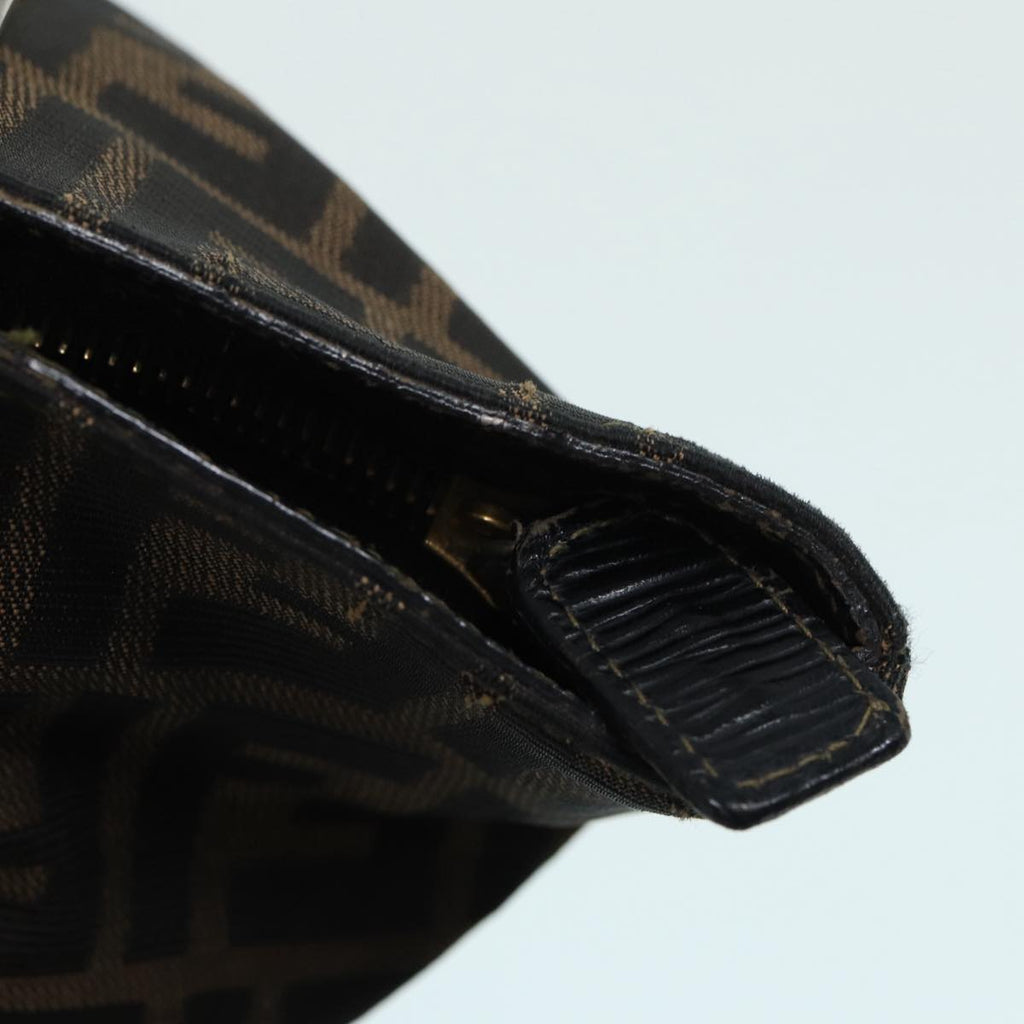 FENDI Zucca Canvas Hand Bag Brown Black yk14115