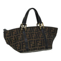FENDI Zucca Canvas Hand Bag Brown Black yk14115