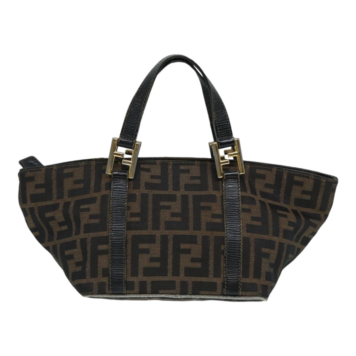 FENDI Zucca Canvas Hand Bag Brown Black yk14115