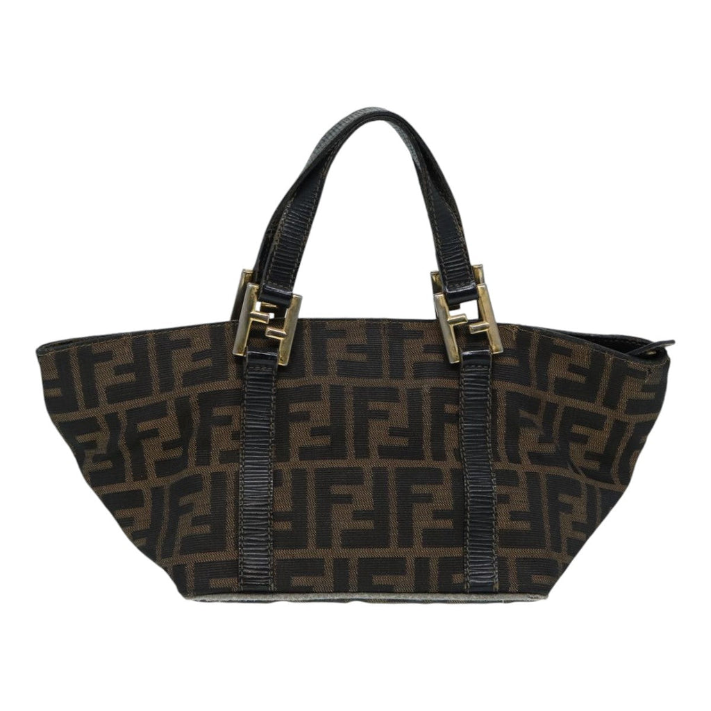 FENDI Zucca Canvas Hand Bag Brown Black yk14115