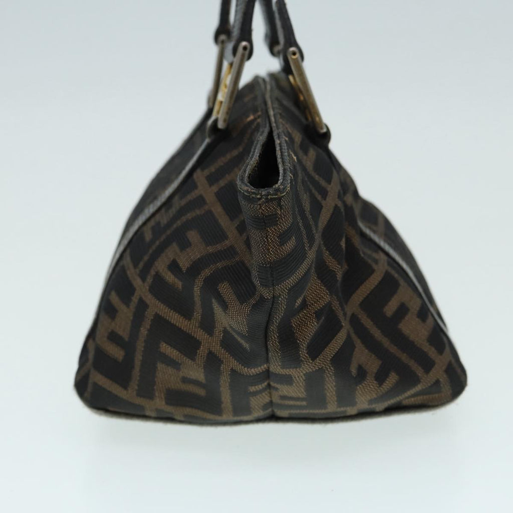 FENDI Zucca Canvas Hand Bag Brown Black yk14115
