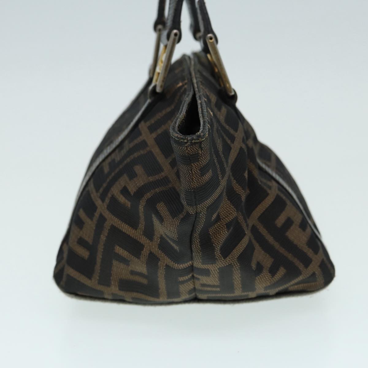 FENDI Zucca Canvas Hand Bag Brown Black yk14115
