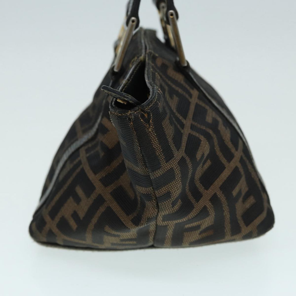 FENDI Zucca Canvas Hand Bag Brown Black yk14115