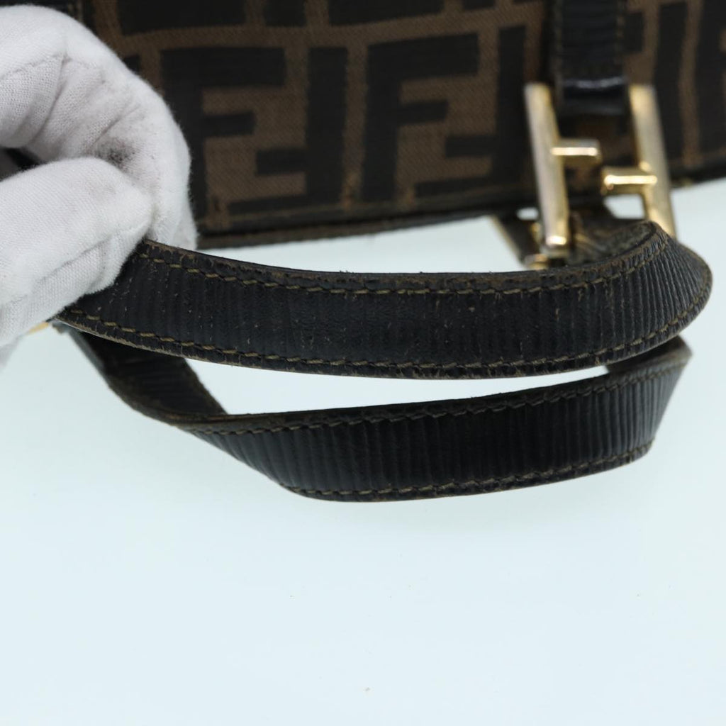 FENDI Zucca Canvas Hand Bag Brown Black yk14115
