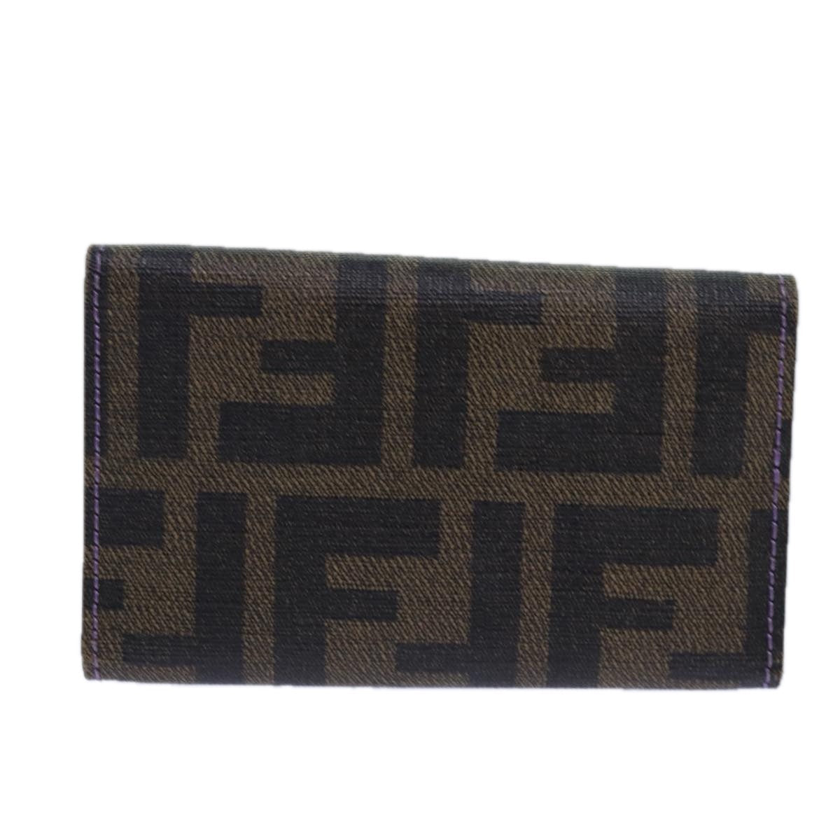 FENDI Zucca Canvas Key Case Black Brown gold yk14135