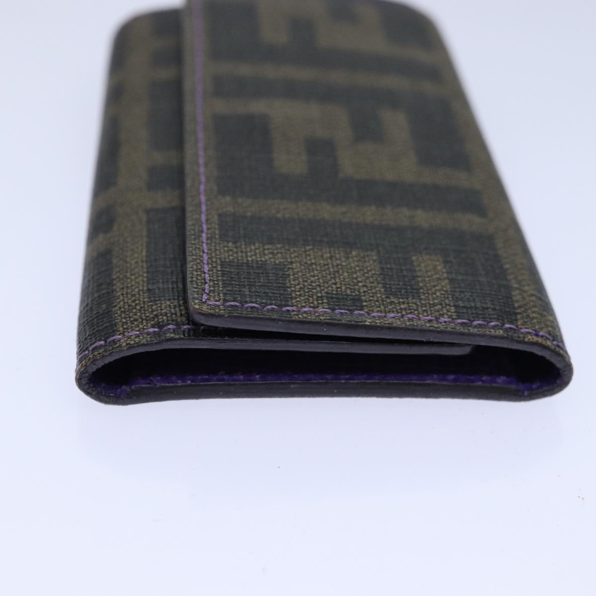 FENDI Zucca Canvas Key Case Black Brown gold yk14135