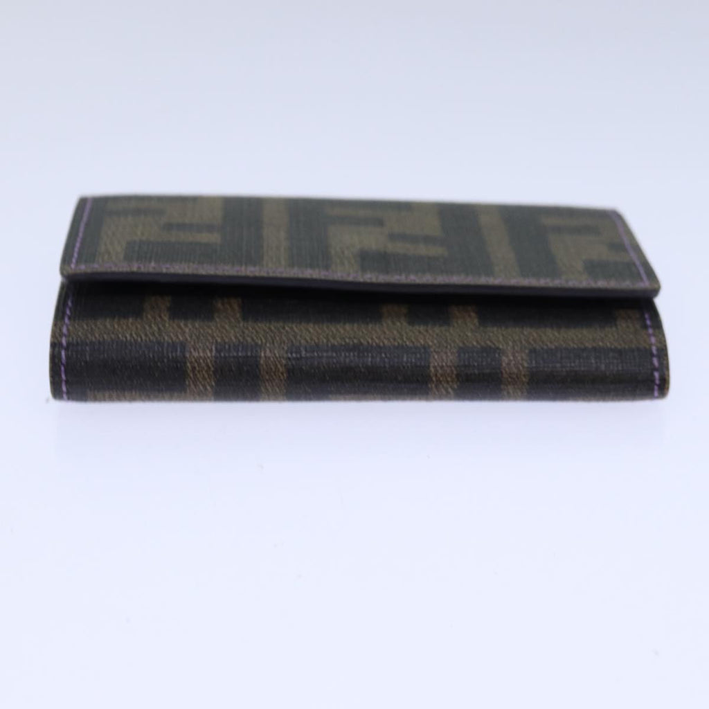 FENDI Zucca Canvas Key Case Black Brown gold yk14135