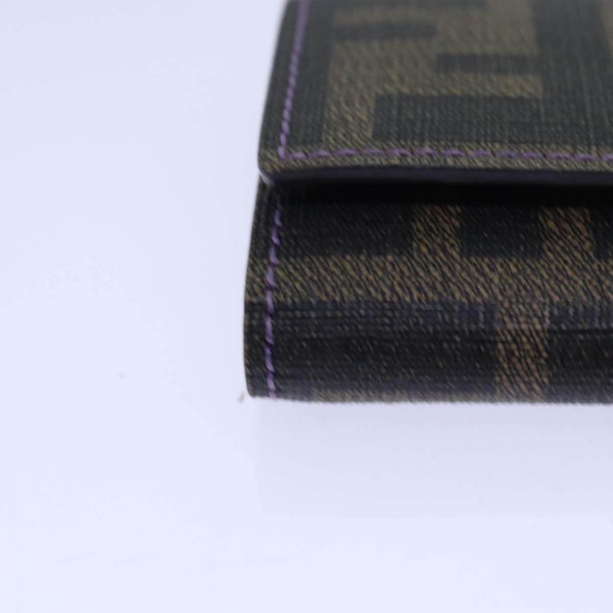 FENDI Zucca Canvas Key Case Black Brown gold yk14135