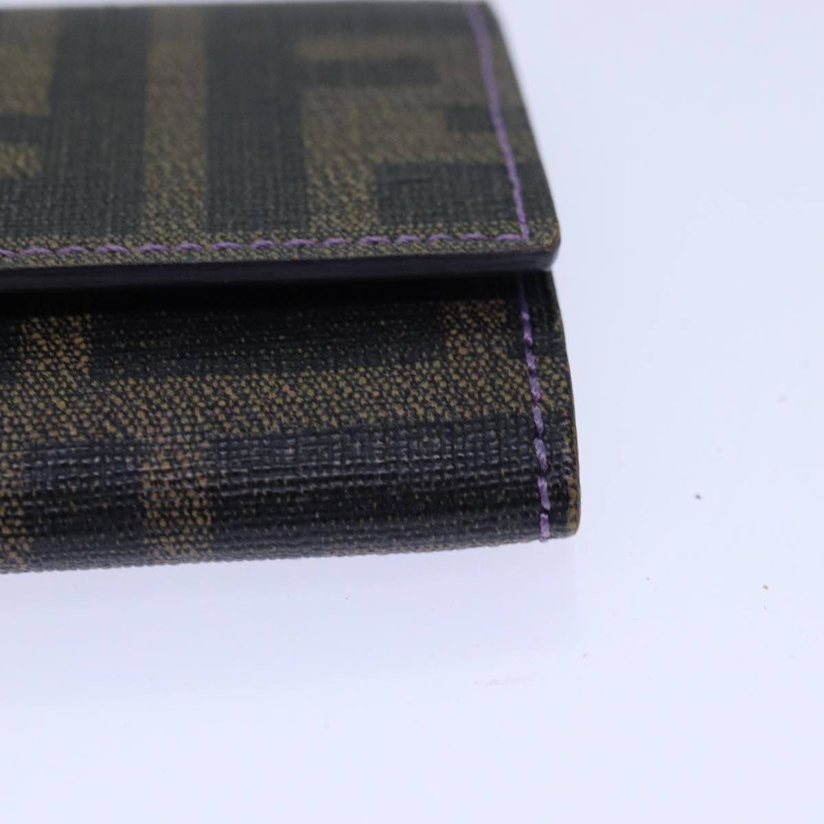 FENDI Zucca Canvas Key Case Black Brown gold yk14135