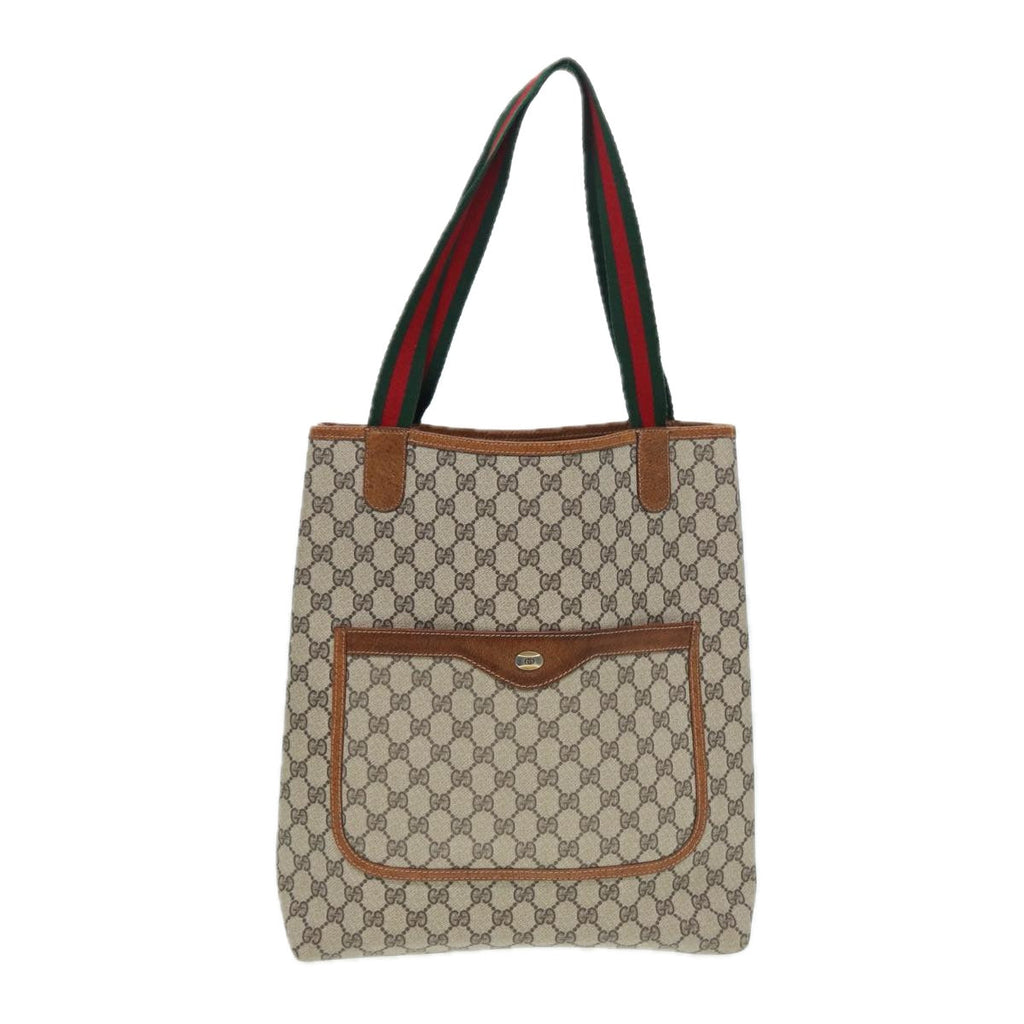GUCCI GG Supreme Web Sherry Line Tote Bag PVC Beige Red 39 002 4487 yk14141