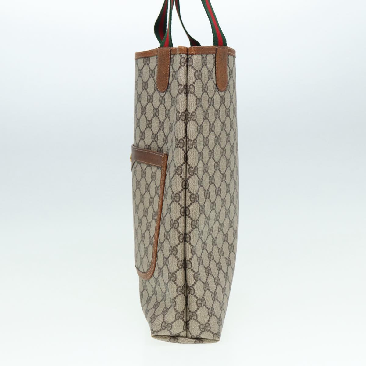 GUCCI GG Supreme Web Sherry Line Tote Bag PVC Beige Red 39 002 4487 yk14141