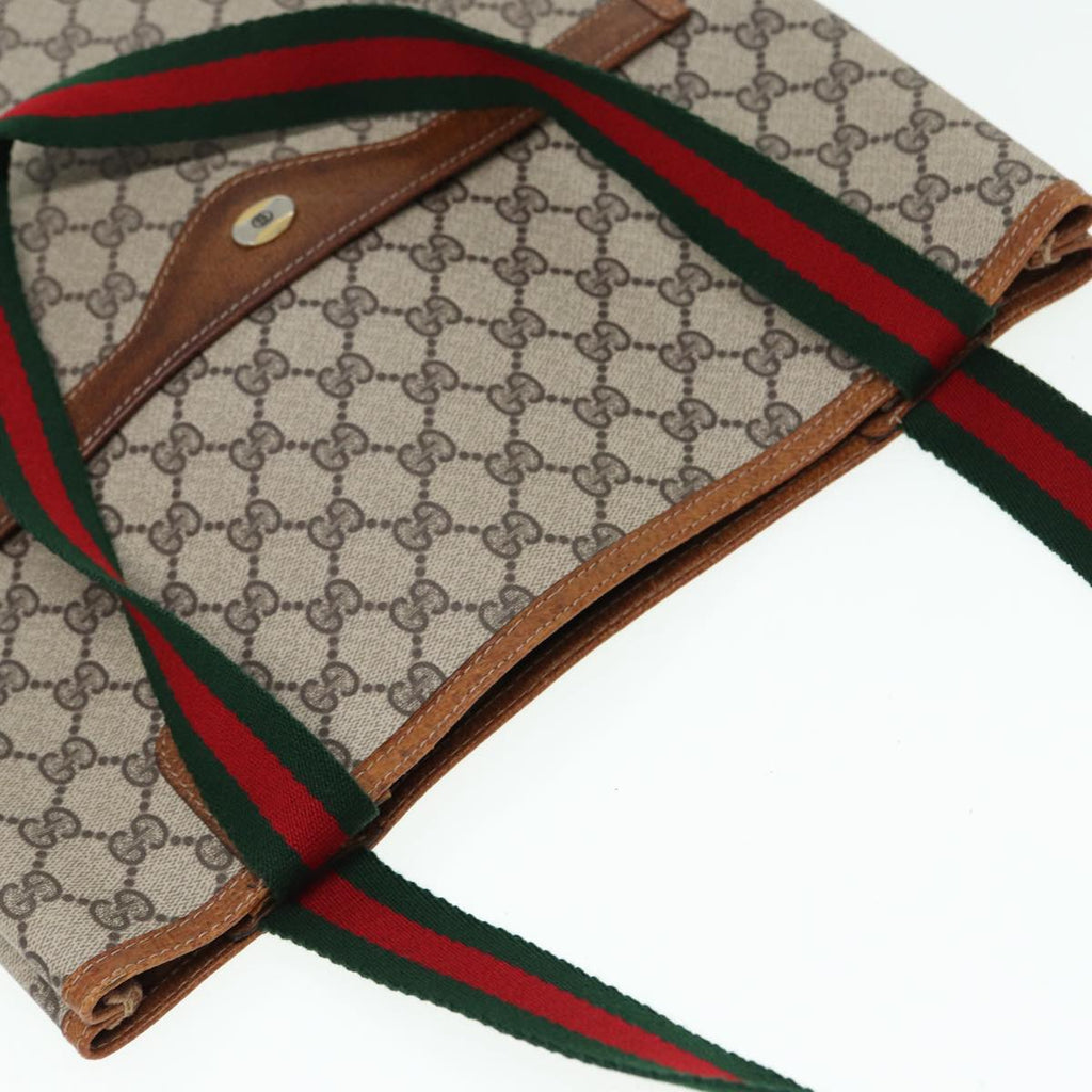 GUCCI GG Supreme Web Sherry Line Tote Bag PVC Beige Red 39 002 4487 yk14141
