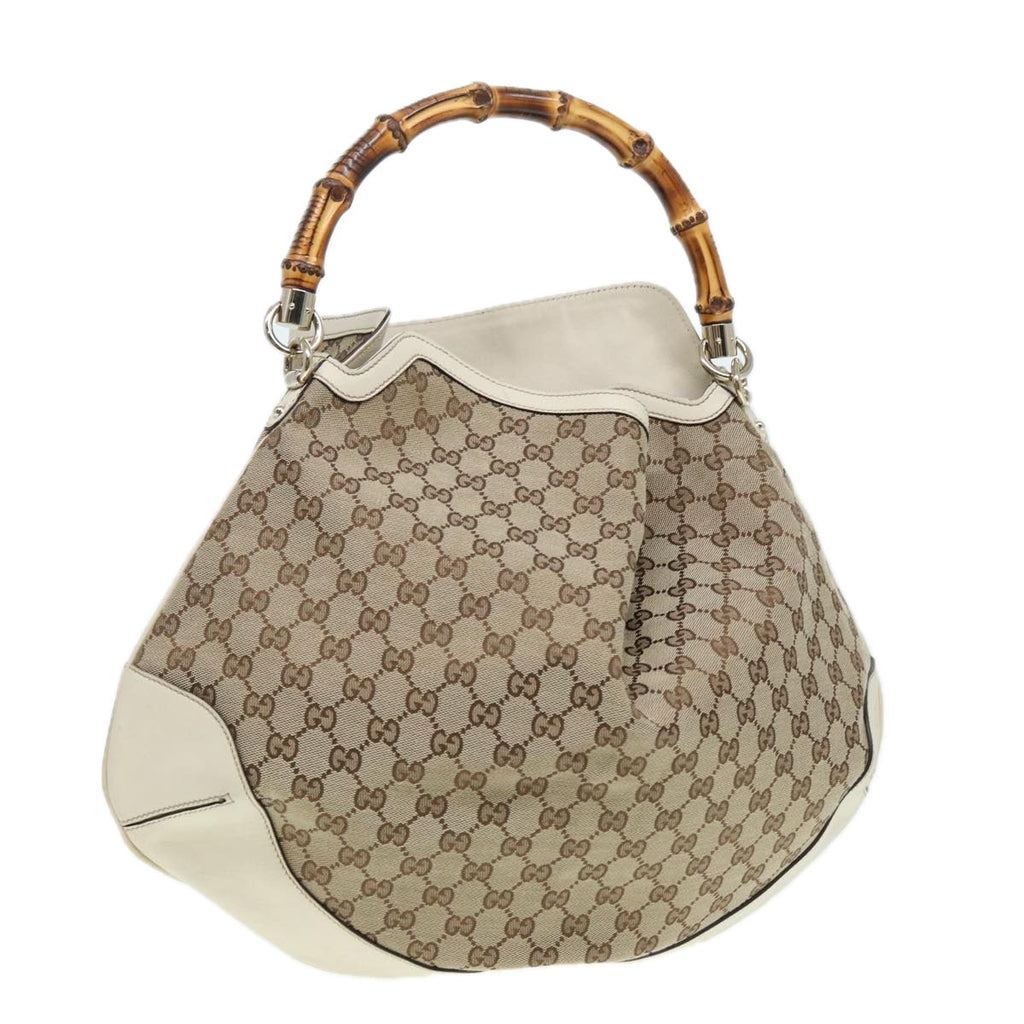 GUCCI GG Canvas Bamboo Hand Bag Beige Gold 169976 yk14142