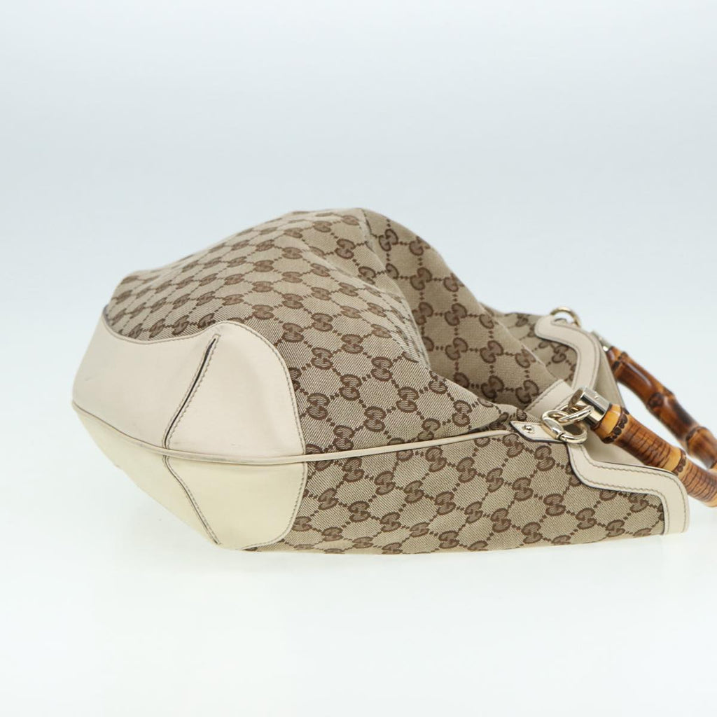 GUCCI GG Canvas Bamboo Hand Bag Beige Gold 169976 yk14142