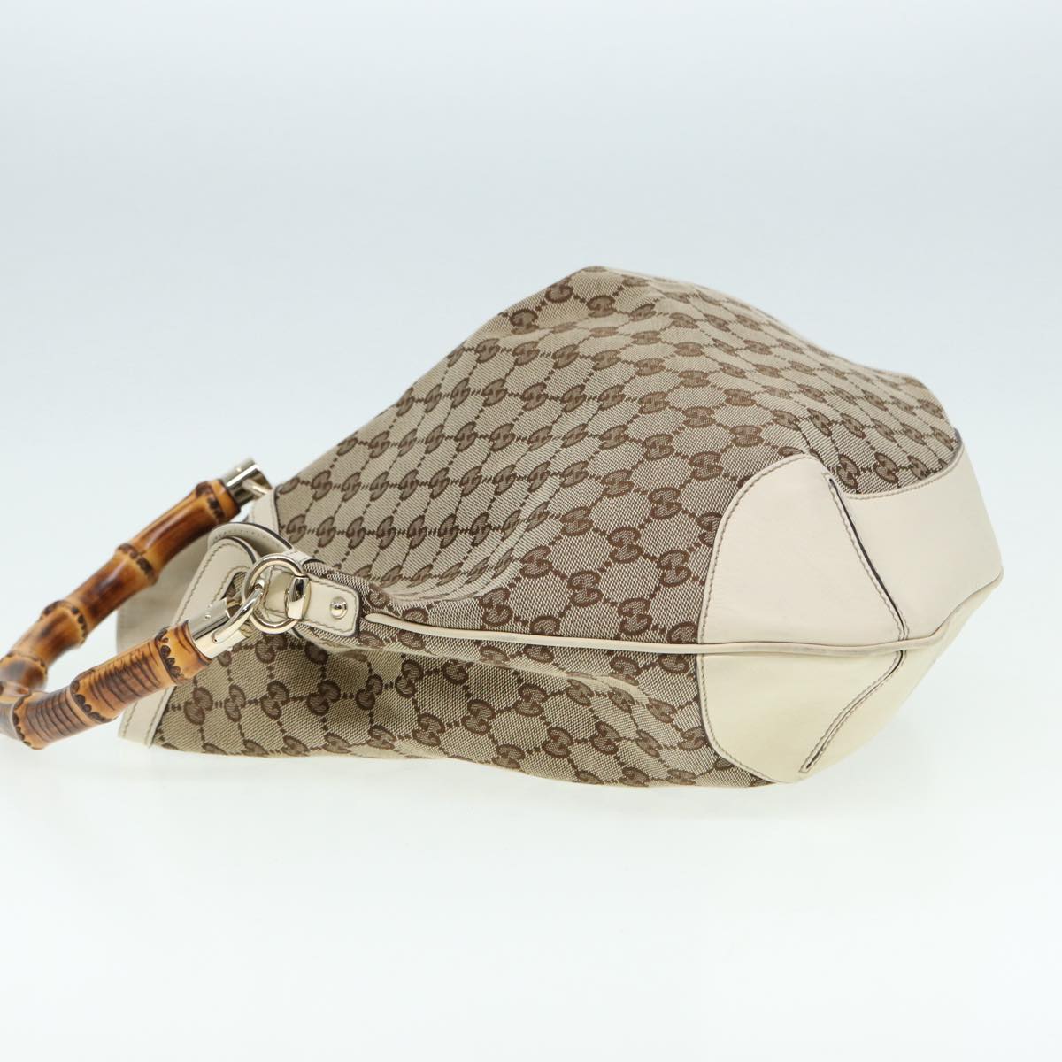 GUCCI GG Canvas Bamboo Hand Bag Beige Gold 169976 yk14142